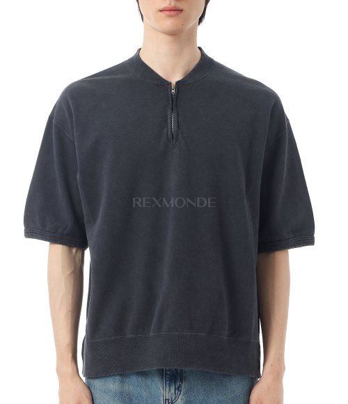 VISVIM]MONDO HENLEY ZIP S/S DMGD (0126105010022 BLACK) | 렉스몬드