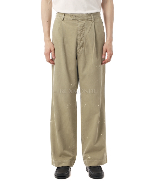 AURALEE]GARMENT-DYED FINX LIGHT CHINO ONE-TUCK WIDE PANTS BEIGE