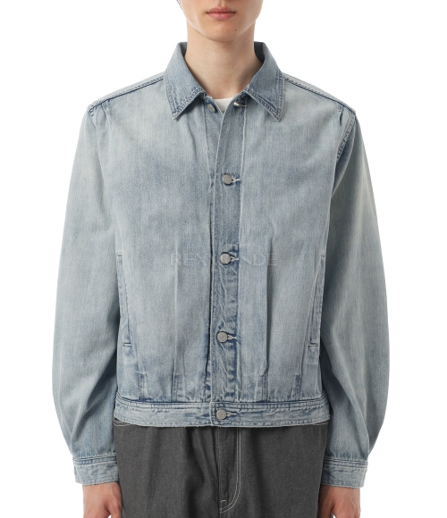 AURALEE]FADED SELVEDGE LIGHT DENIM BLOUSON - LIGHT INDIGO