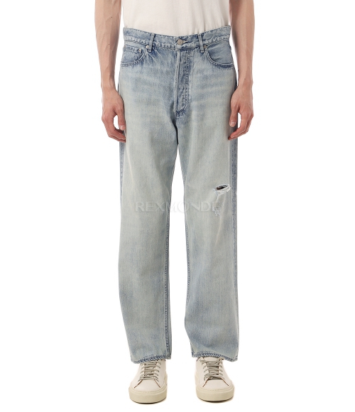 AURALEE]FADED SELVEDGE LIGHT DENIM WIDE PANTS - LIGHT INDIGO