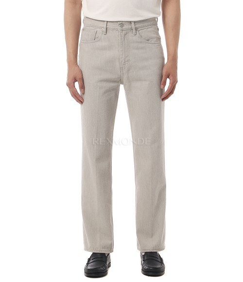 AURALEE]FADED HARD TWIST BROWN DENIM 5P PANTS - LIGHT GRAY