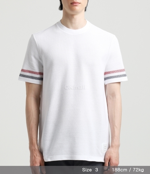 Thom Browne]RWB 트리밍 텍스처 코튼 반팔티 (MJS204A J0046 100