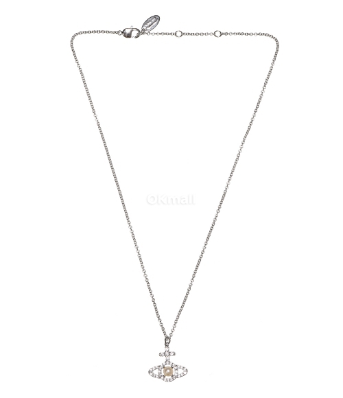 Vivienne Westwood ネックレス OLYMPIA PEARL 630203AR Olympia Pearl Pendant Necklace in PLATINUM-PINK-CZ-ROSALINE