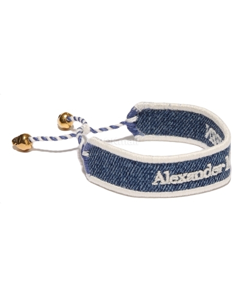 ALEXANDER MCQUEEN｜FASHION PROPS (757439 1AAN1 4913) ALEXANDER MCQUEEN]스컬 로고 패브릭 팔찌 (757439 1AAN1 4913