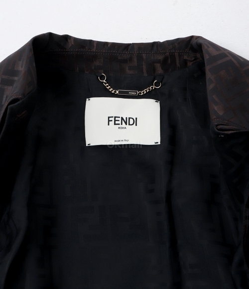 FENDI｜JACKETS (FF fabric trench coat (FF8998 AM3U F0TU7 Fendi Outlet: trench coat in cotton blend with monogram