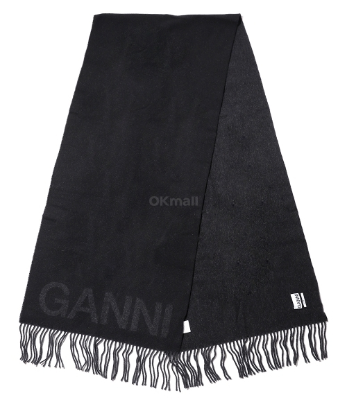 ★Ganni★ Gani wool scarf A3905 099 Fringed Wool Scarf