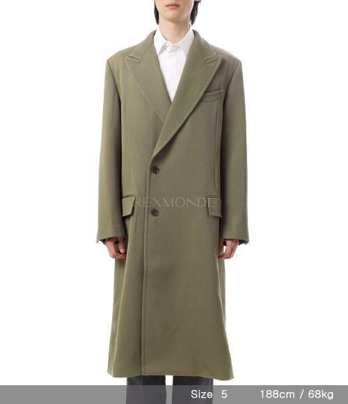 AURALEE]DOUBLE CLOTH HARD TWIST CARSEY CHESTERFIELD COAT KHAKI