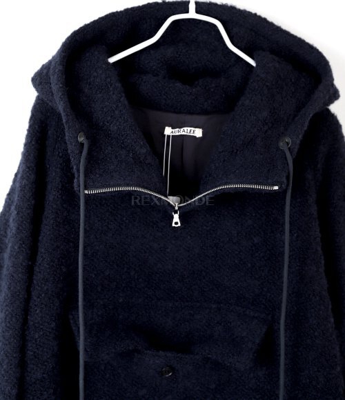 AURALEE]ALPACA WOOL LENO CLOTH P/O PARKA DARK NAVY (A23AP01AK