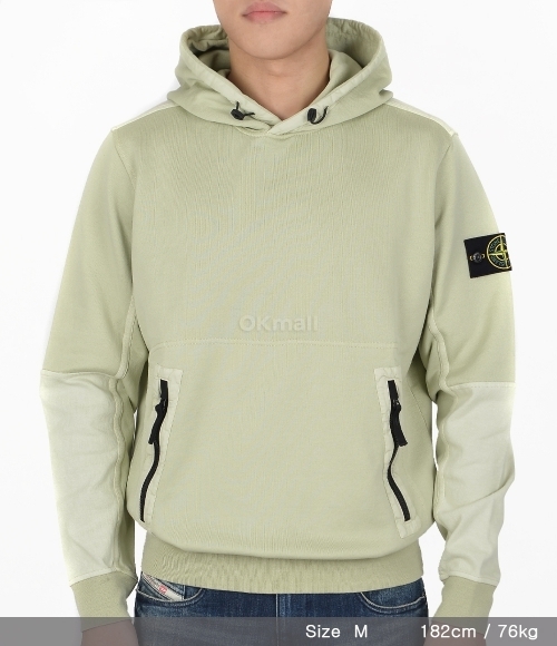 STONE ｜HOOD/ZIP-UP (65777 Mercerized Cotton Fleec Stone Island Garment Dyed Cotton Fleece Full Zip Hood Black