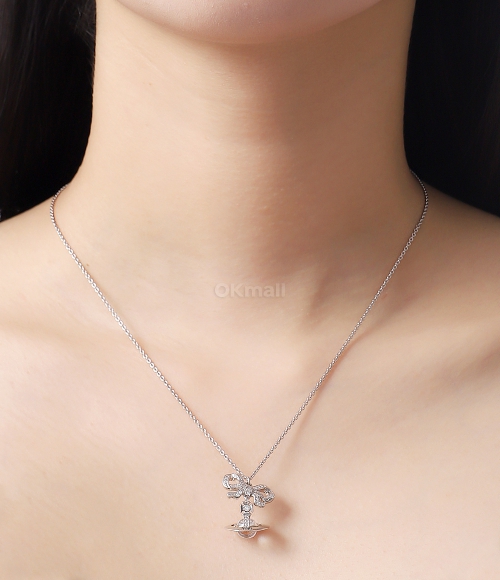 Vivienne Westwood｜ (OCTAVIE PENDANT (6302039G 01P346 SM Octavie Pendant Necklace in PLATINUM-WHITE-PINK-AB-CZ