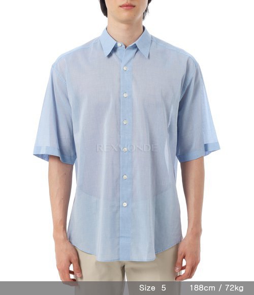 AURALEE]HARD TWIST FINX ORGANDY HALF SLEEVED SHIRT SAX BLUE