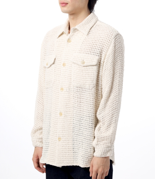 AURALEE]HOMESPUN SUMMER TWEED MESH SHIRT OFF WHITE (A24SS01HM