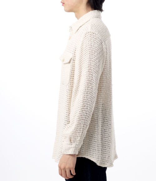 AURALEE]HOMESPUN SUMMER TWEED MESH SHIRT OFF WHITE