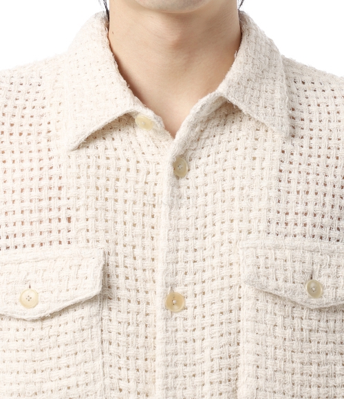 AURALEE]HOMESPUN SUMMER TWEED MESH SHIRT OFF WHITE (A24SS01HM