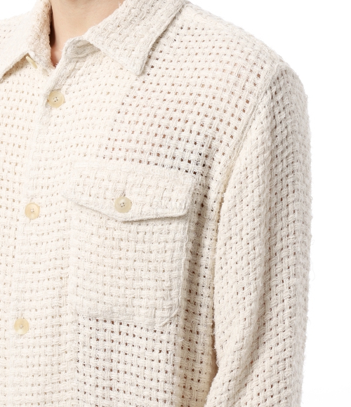 AURALEE]HOMESPUN SUMMER TWEED MESH SHIRT OFF WHITE