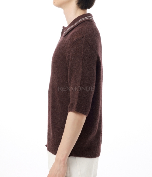 OUR LEGACY]TRADITIONAL POLO Euro Eggplant Fuzzy Alpaca (M2243TE