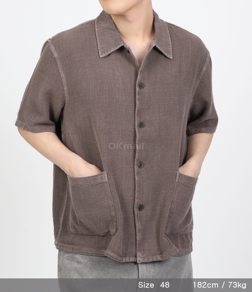 OUR LEGACY]ELDER SHIRT SHORTSLEEVE Brown Sparse Panama