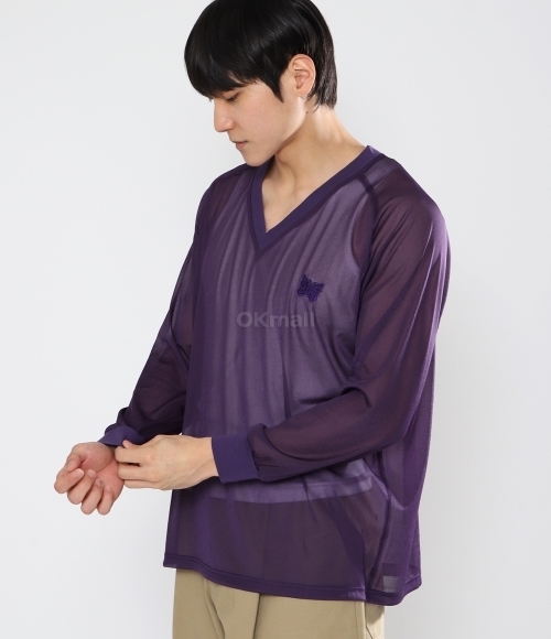 NEEDLES｜ (L/S V Neck Tee Purple (OT256)) NEEDLES]L/S V Neck Tee Purple (OT256) | 오케이몰