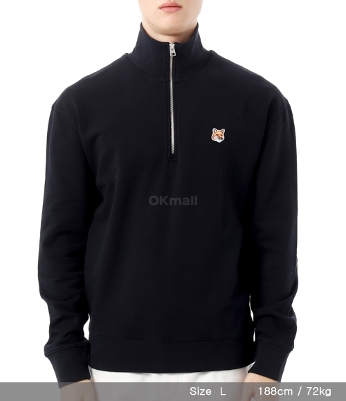 新品未使用未開封♡Smyeon Compact lace zip hoodie Maison Kitsuné - Bold Fox Head Patch Half zip Ribbed Jumper