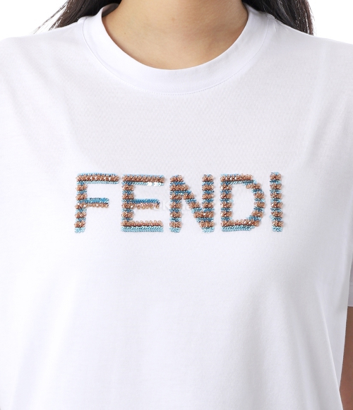 FENDI｜ (Cotton T-Shirts(FS725 4AS8G F0GME)) SS24---fendi---FS7254AS8GF0GME