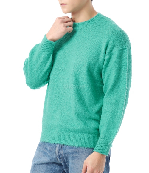 AURALEE]BRUSHED WOOL CASHMERE SILK KNIT P/O AQUA GREEN (A24AP02WK
