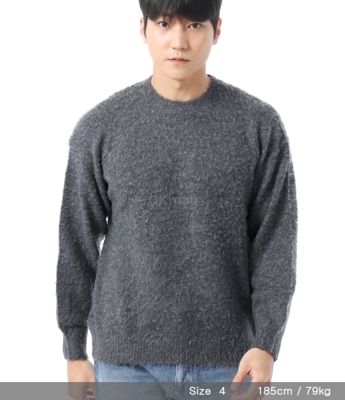 AURALEE]BRUSHED WOOL CASHMERE SILK KNIT P/O GRAY (A24AP02WK