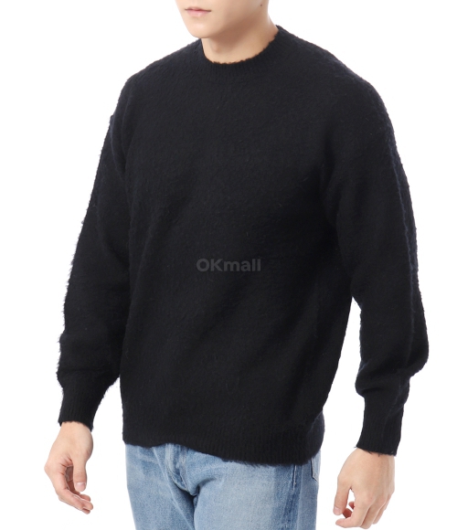 AURALEE]BRUSHED WOOL CASHMERE SILK KNIT P/O BLACK (A24AP02WK