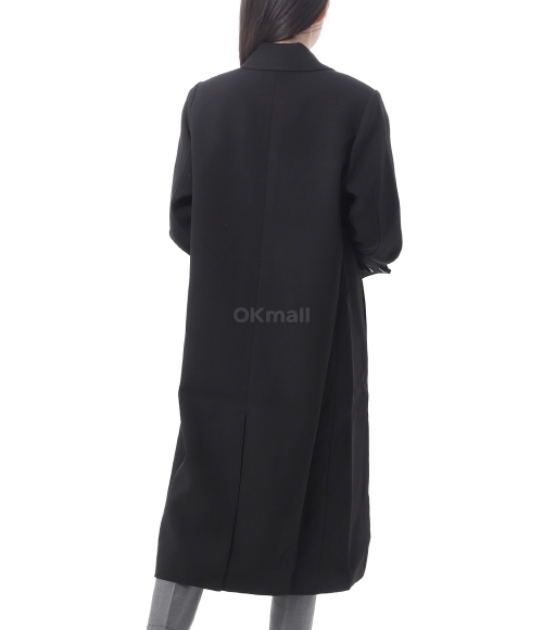 GANNI]BLACK BONDED CREPE COAT (F9606 099) | 오케이몰