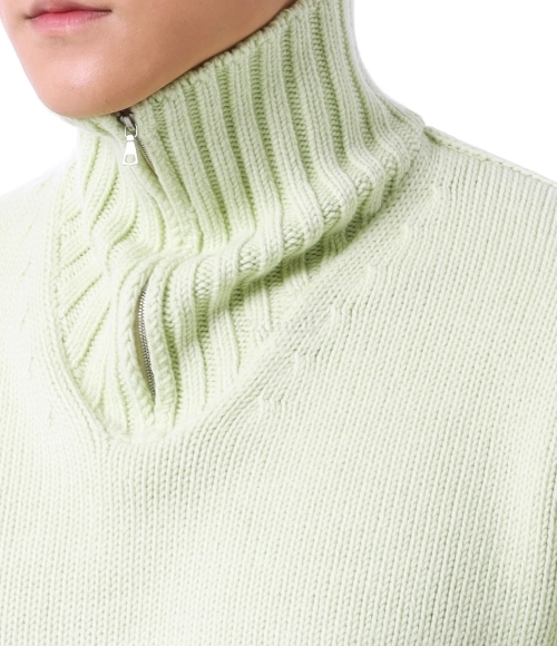 トップス AURALEE WOOL SOFT CORD KNIT HALF ZIP P/O AURALEE Gray Wool Soft Cord Knit Half Zip Sweater Auralee
