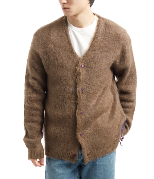 トップス NEEDLES EP MOHAIR CARDIGAN PU314 M NEEDLES]EP Mohair Cardigan Solid - BROWN (PU314) | 오케이몰