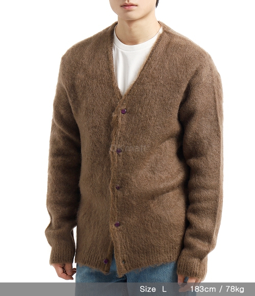 NEEDLES]EP Mohair Cardigan Solid - BROWN (PU314) | 오케이몰