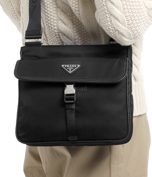 PRADA｜ (2VH119 XOO 2DMH F0002) Black Re-Nylon and Saffiano leather shoulder bag | PRADA