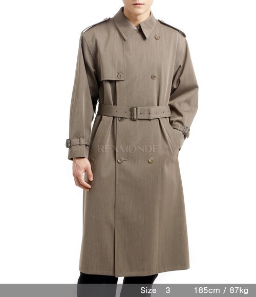 AURALEE]WOOL CAVARLY TWILL LAMINATE TRENCH COAT OLIVE BROWN
