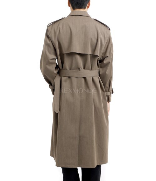 AURALEE]WOOL CAVARLY TWILL LAMINATE TRENCH COAT OLIVE BROWN