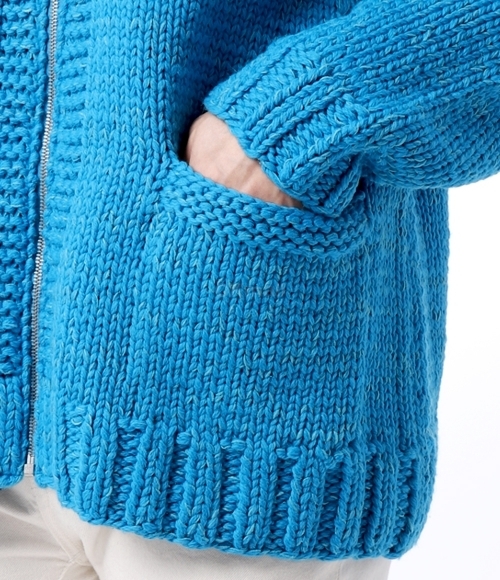 AURALEE]SILK WOOL HAND KNIT COWICHAN AQUA BLUE (A24AC01CW