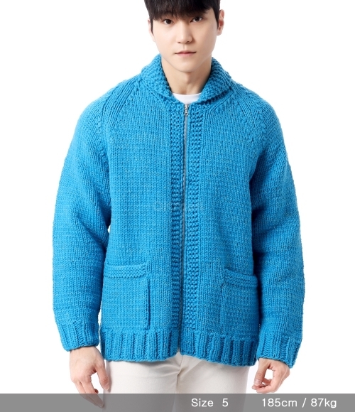 AURALEE]SILK WOOL HAND KNIT COWICHAN AQUA BLUE (A24AC01CW