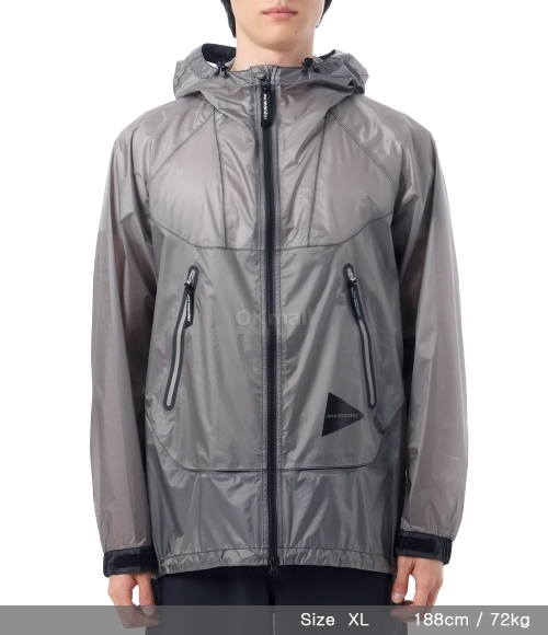 AND WANDER]Sheer Loose Fitting Rain Jacket - Gray