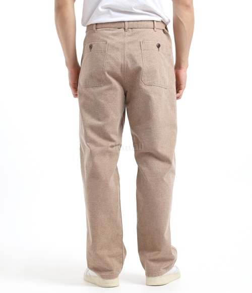 AURALEE]WASHED ORGANIC CANVAS BELTED PANTS LIGHT BROWN
