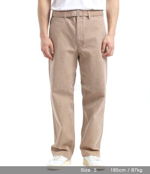 AURALEE]WASHED ORGANIC CANVAS BELTED PANTS LIGHT BROWN (A24AP03HG
