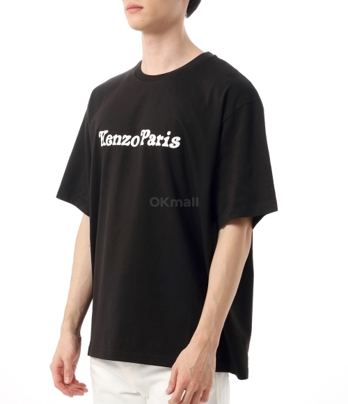 KENZO｜ (FF5 5TS491 4SG 99J) KENZO Happy Tiger' embroidered oversized T-shirt in cotton