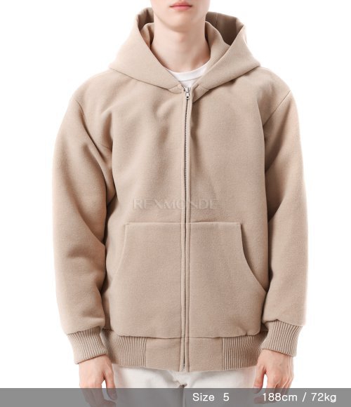 AURALEE]DOUBLE CLOTH HEAVY WOOL PILE ZIP HOODIE BEIGE (A24AB02PK