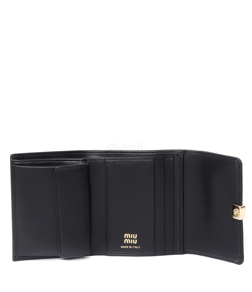 Miu Miu｜HALF-LENGTH WALLETS (5MH040 2CVX F0002) Miu Miu Leather Bi-Fold Wallet Black 5MH040 ADT7 F0002