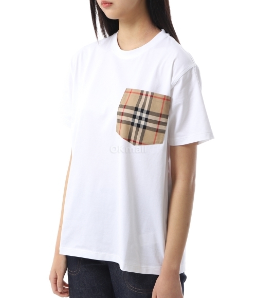 BURBERRY｜ (Checkered Pocket Cotton T-Shirt (8103971)) White Burberry VINTAGE CHECK POCKET T SHIRT (8103971) – LOZURI®