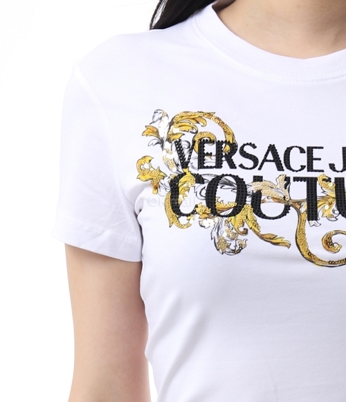 VERSACE]Crystal Outline Barocco T-Shirt (78HAHC05 CJ02C G03