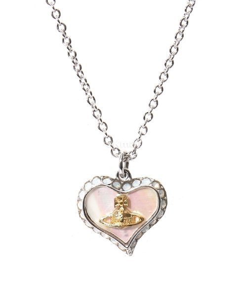 Vivienne Westwood｜ (PETRA PENDANT (63020103 02P556)) Petra Pendant Necklace in gold-lavender-pearl-tint-mop-light