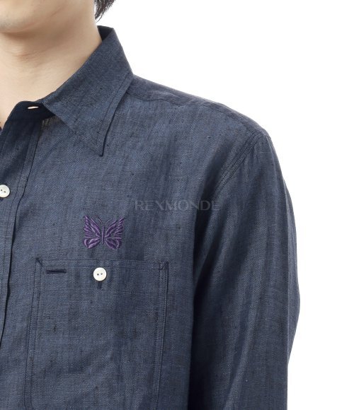 NEEDLES]Work Shirt Linen Chambray - BLUE (QV291) | 렉스몬드