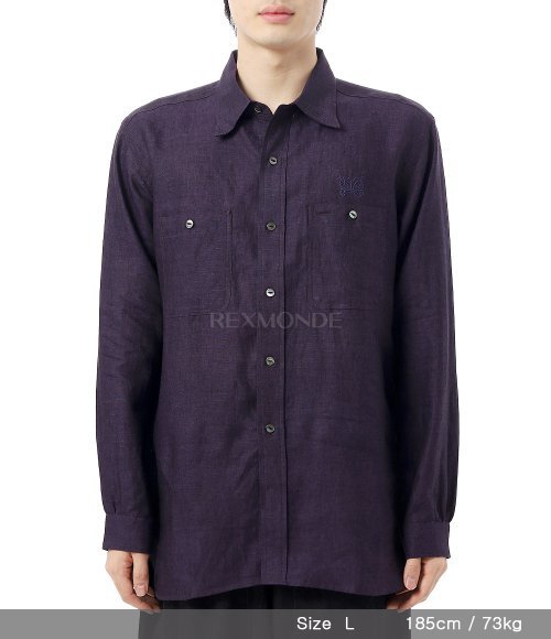NEEDLES]Work Shirt Linen Chambray - PURPLE (QV291) | 렉스몬드
