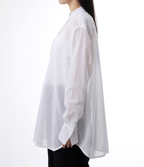 Tシャツ・カットソー toteme SS25 STAND COLLAR SHIRT (252 WRT0427 FB0372 047) TOTEME]Stand-Collar Shirt (252-WRT0427-FB0372 047) | 오케이몰