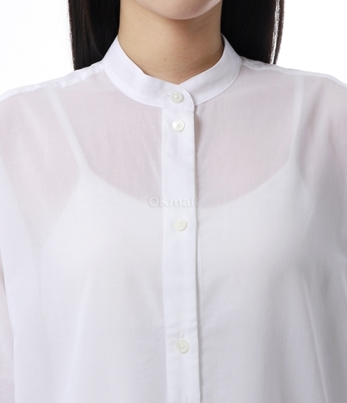 Tシャツ・カットソー toteme SS25 STAND COLLAR SHIRT (252 WRT0427 FB0372 047) TOTEME]Stand-Collar Shirt (252-WRT0427-FB0372 001) | 오케이몰
