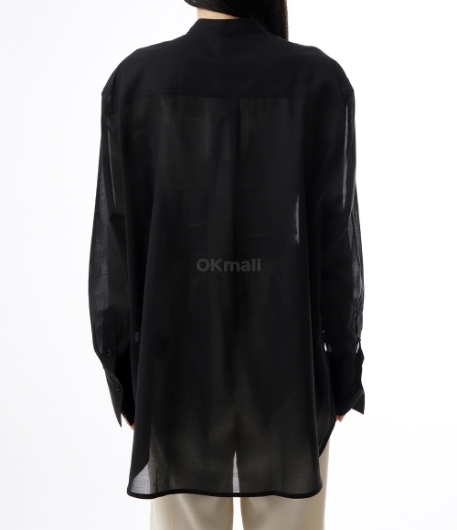 Tシャツ・カットソー toteme SS25 STAND COLLAR SHIRT (252 WRT0427 FB0372 047) TOTEME]Stand-Collar Shirt (252-WRT0427-FB0372 047) | 오케이몰